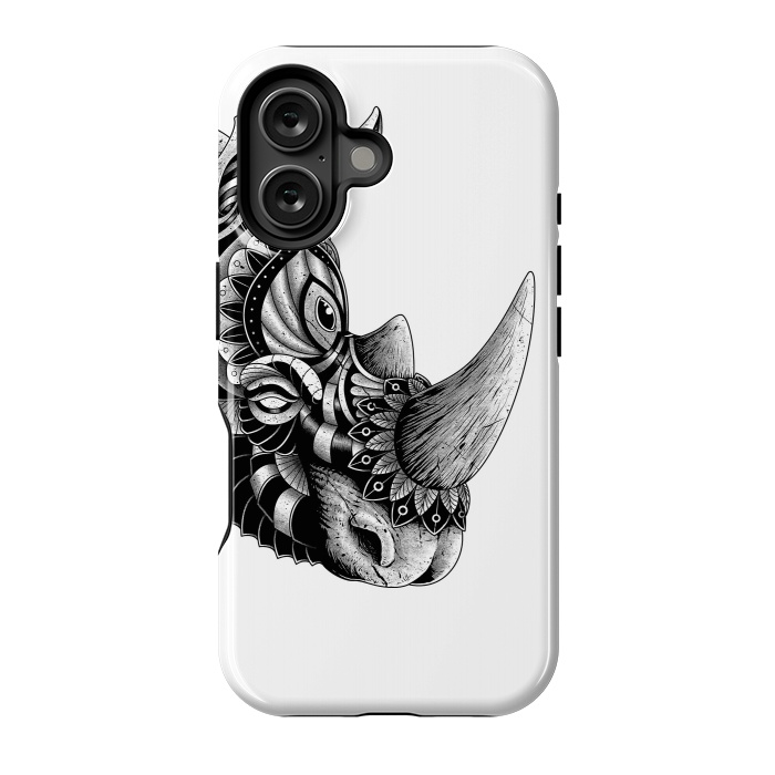 iPhone 16 StrongFit Rhino Ornate(White) by Afif Quilimo