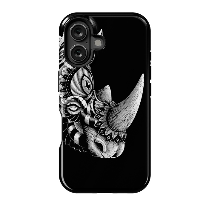 iPhone 16 StrongFit Rhino Ornate (Black) by Afif Quilimo