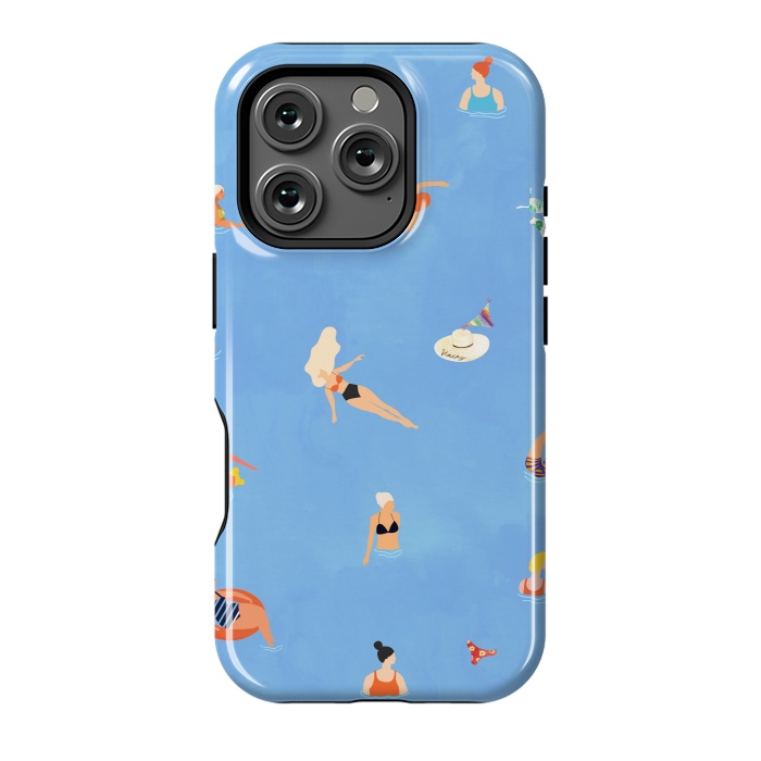 iPhone 16 Pro StrongFit Summer Weekend in The Ocean Watercolor Swim Painting | Travel People Chic Eclectic Boho Fun by Uma Prabhakar Gokhale