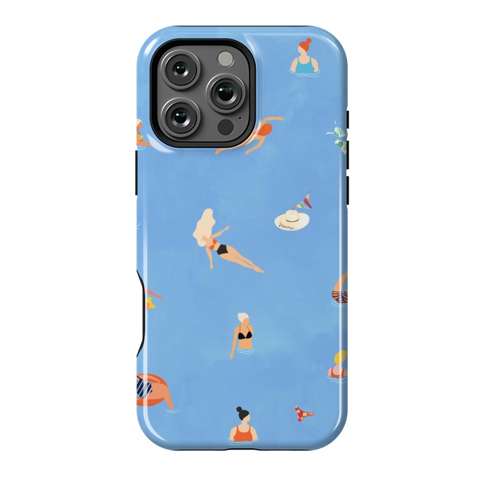 iPhone 16 Pro Max StrongFit Summer Weekend in The Ocean Watercolor Swim Painting | Travel People Chic Eclectic Boho Fun by Uma Prabhakar Gokhale