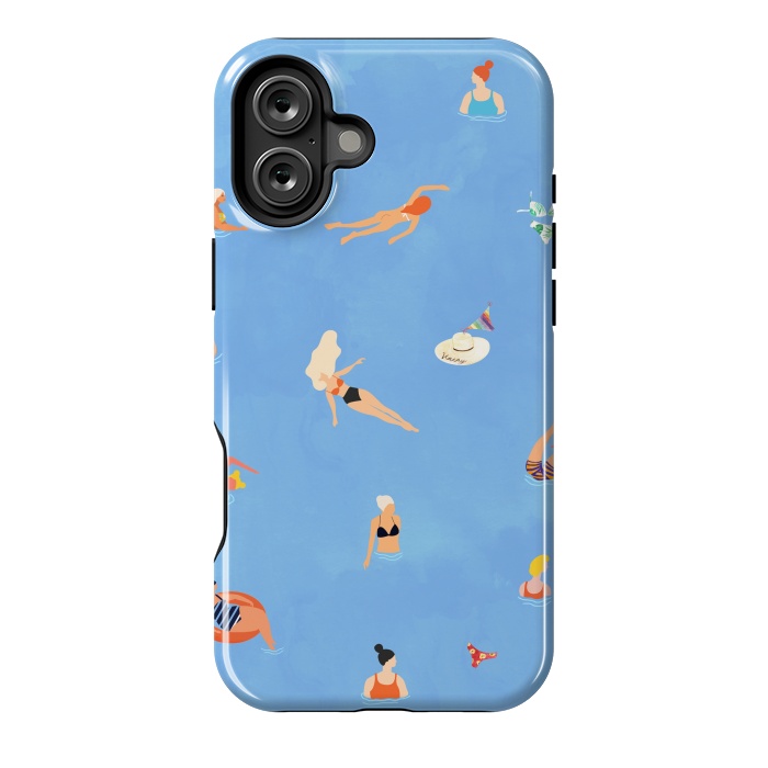 iPhone 16 Plus StrongFit Summer Weekend in The Ocean Watercolor Swim Painting | Travel People Chic Eclectic Boho Fun by Uma Prabhakar Gokhale