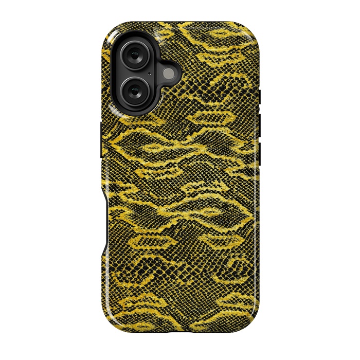 iPhone 16 StrongFit Black and Gold Snake Skin I by Art Design Works