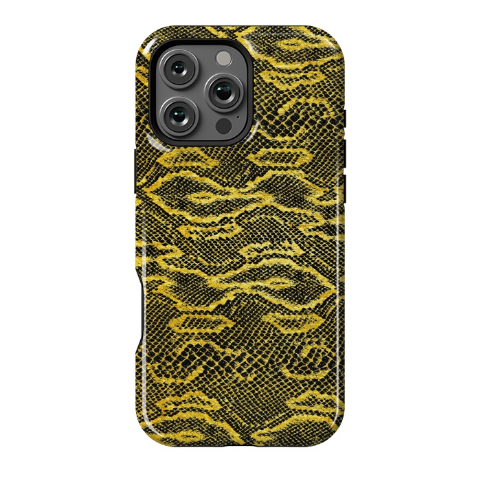 iPhone 16 Pro Max StrongFit Black and Gold Snake Skin I by Art Design Works