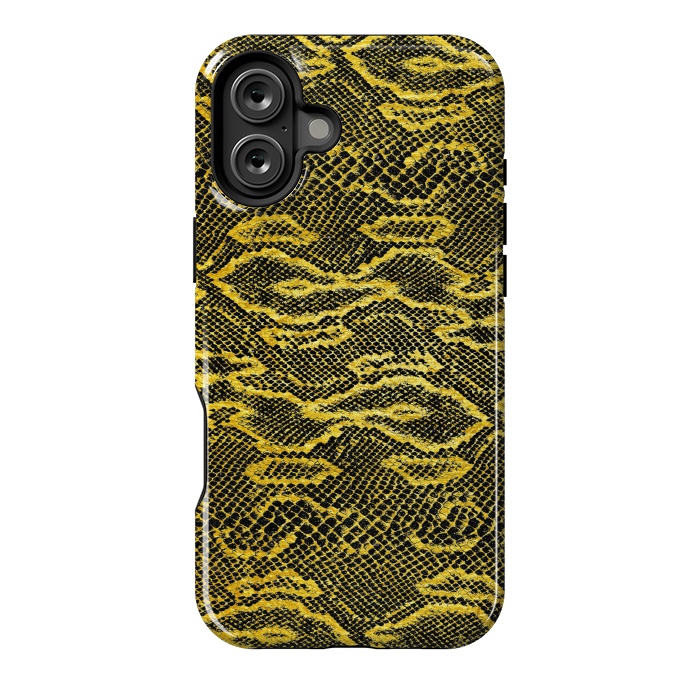 iPhone 16 Plus StrongFit Black and Gold Snake Skin I by Art Design Works