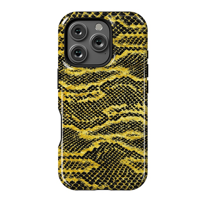 iPhone 16 Pro StrongFit Black and Gold Snake Skin II by Art Design Works