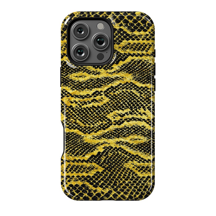 iPhone 16 Pro Max StrongFit Black and Gold Snake Skin II by Art Design Works