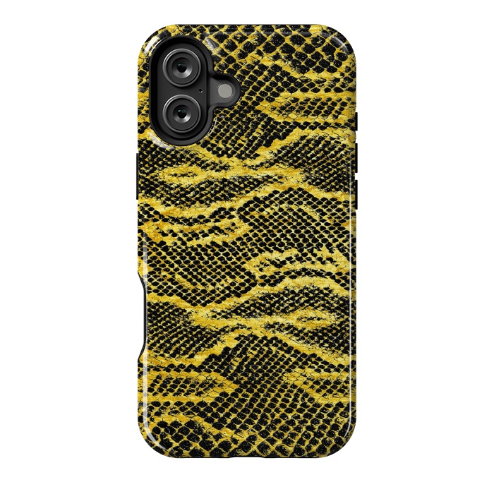 iPhone 16 Plus StrongFit Black and Gold Snake Skin II by Art Design Works