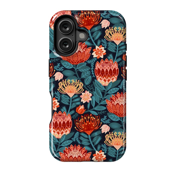 iPhone 16 StrongFit Protea Chintz - Navy  by Tigatiga