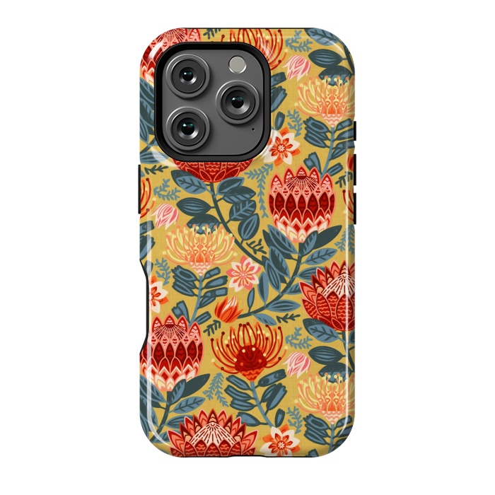 iPhone 16 Pro StrongFit Protea Chintz - Mustard  by Tigatiga