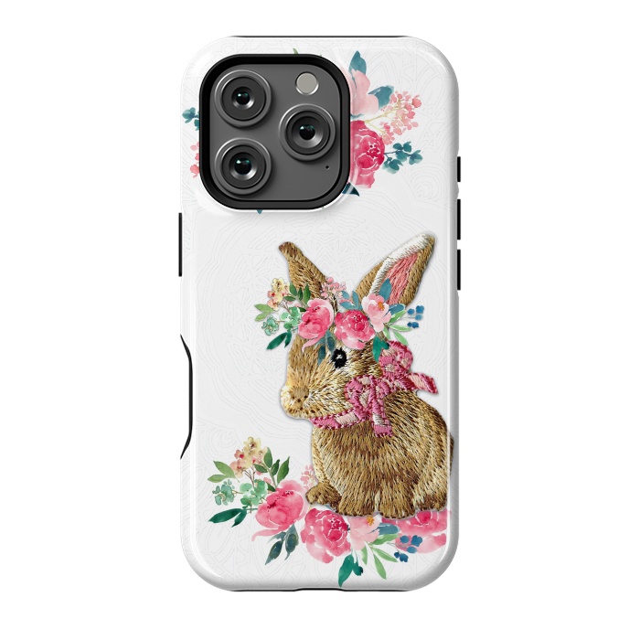 iPhone 16 Pro StrongFit Flower Friends Bunny Lace by Monika Strigel