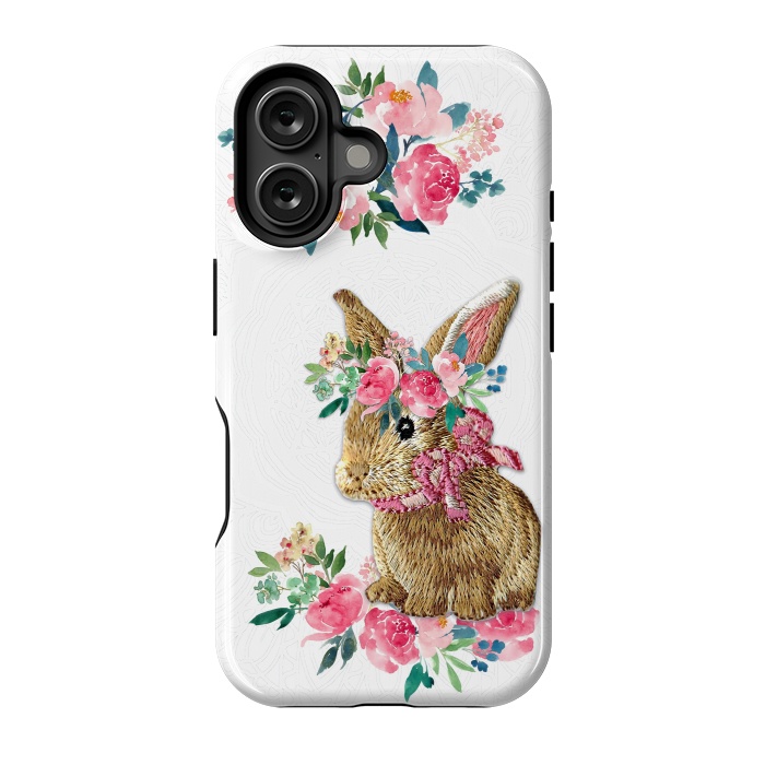 iPhone 16 StrongFit Flower Friends Bunny Lace by Monika Strigel