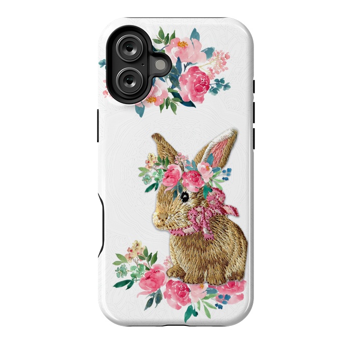 iPhone 16 Plus StrongFit Flower Friends Bunny Lace by Monika Strigel