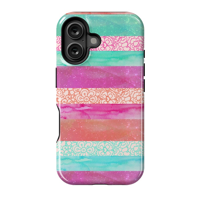 iPhone 16 StrongFit Tropical Stripes by Tangerine-Tane