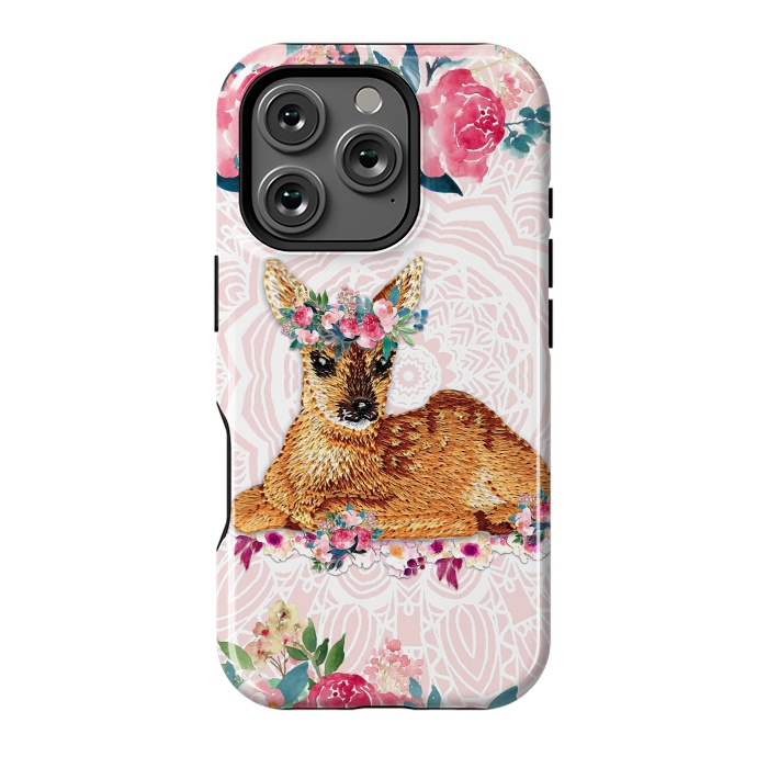 iPhone 16 Pro StrongFit Flower Friends Fawn by Monika Strigel