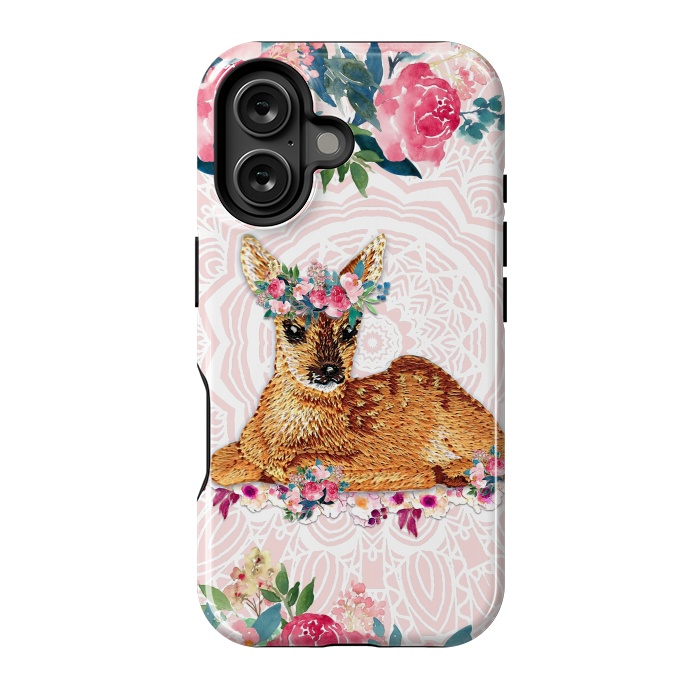 iPhone 16 StrongFit Flower Friends Fawn by Monika Strigel