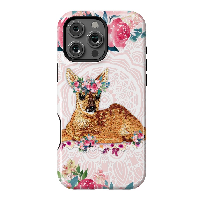 iPhone 16 Pro Max StrongFit Flower Friends Fawn by Monika Strigel