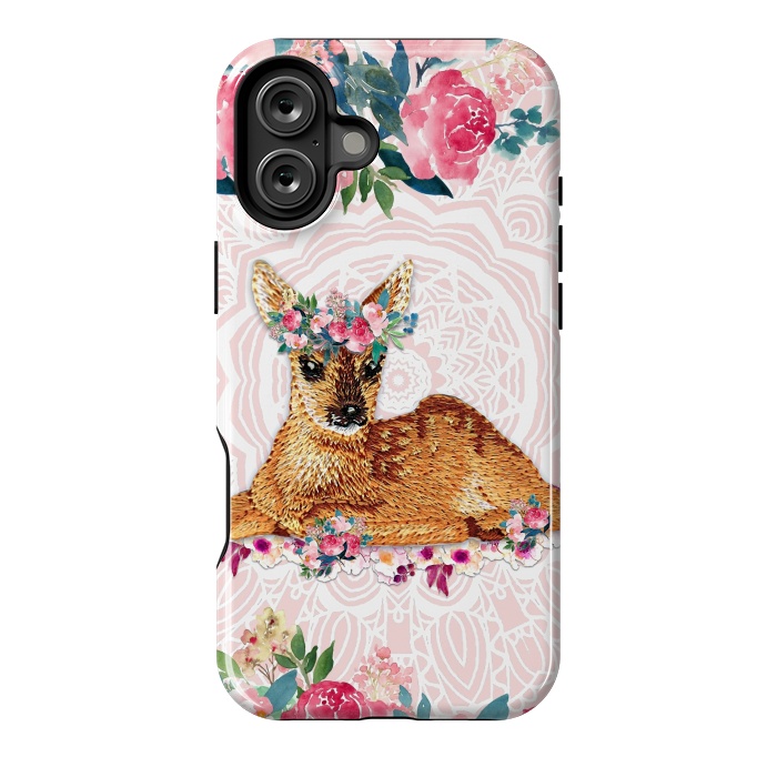 iPhone 16 Plus StrongFit Flower Friends Fawn by Monika Strigel