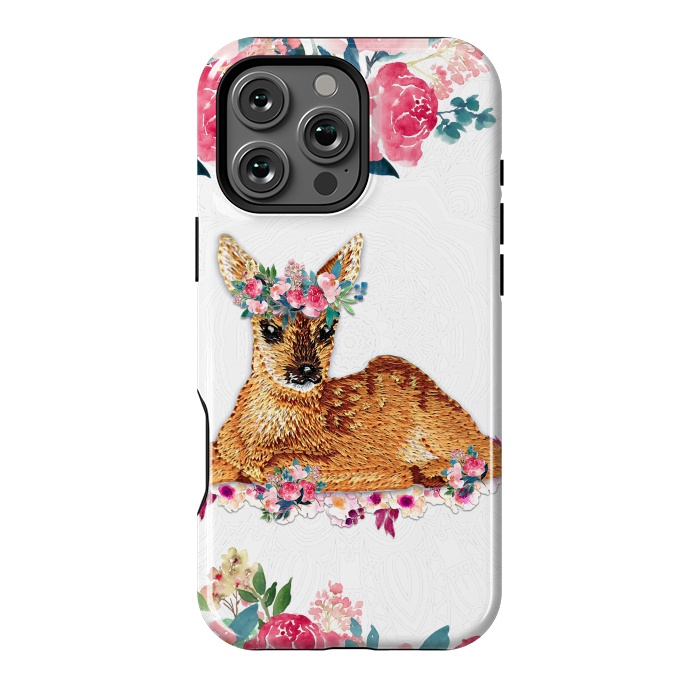 iPhone 16 Pro Max StrongFit Flower Friends Fawn Lace by Monika Strigel