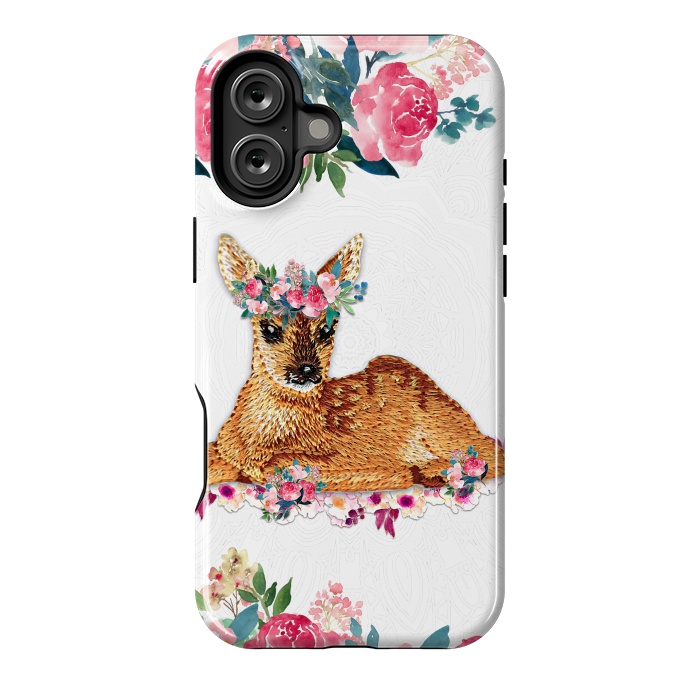 iPhone 16 Plus StrongFit Flower Friends Fawn Lace by Monika Strigel