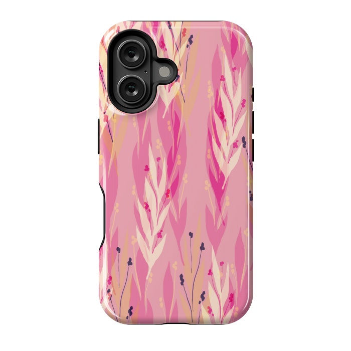 iPhone 16 StrongFit pink leaf pattern by MALLIKA