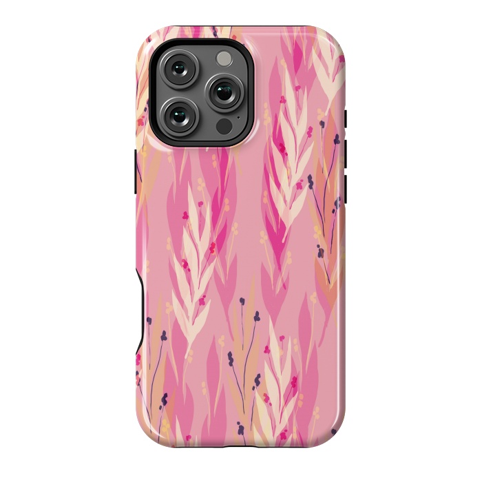 iPhone 16 Pro Max StrongFit pink leaf pattern by MALLIKA