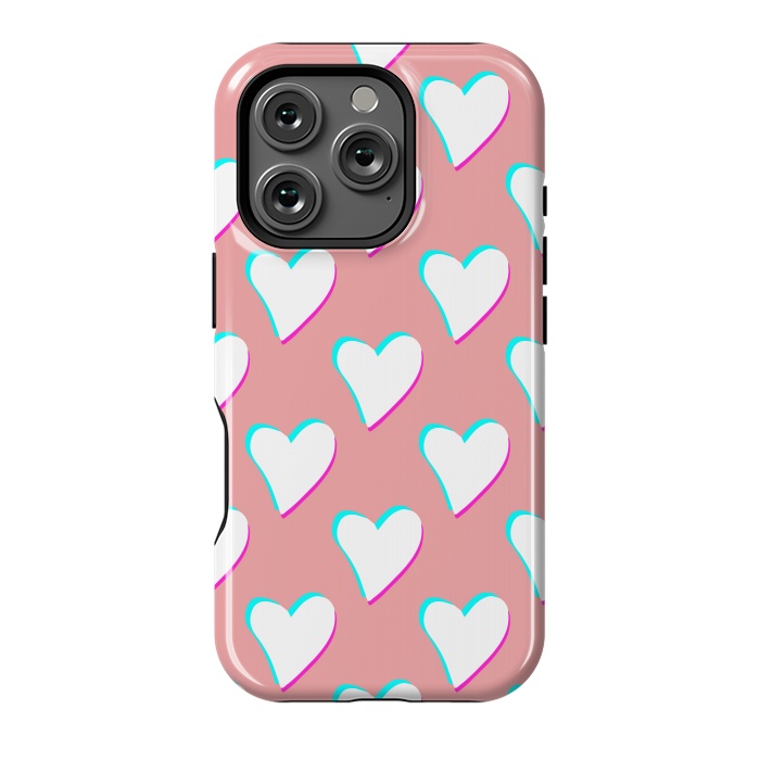 iPhone 16 Pro StrongFit Retro Pink Hearts by Julie Erin Designs