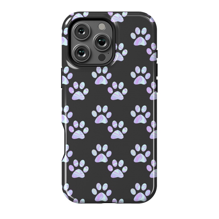 iPhone 16 Pro Max StrongFit Pastel Paw Prints Pattern by Julie Erin Designs