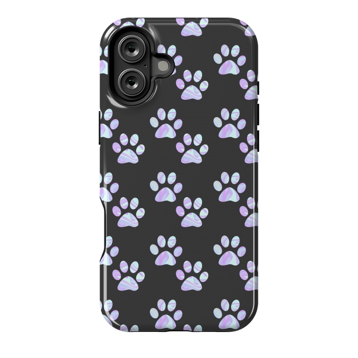 iPhone 16 Plus StrongFit Pastel Paw Prints Pattern by Julie Erin Designs