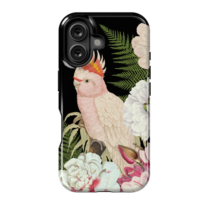 iPhone 16 StrongFit Vintage Cockatoo in Flower Jungle by  Utart