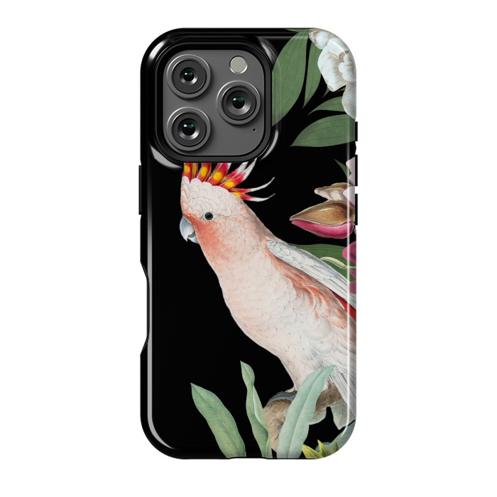 iPhone 16 Pro StrongFit Vintage Pink Cockatoo with Tropical Flowers by  Utart