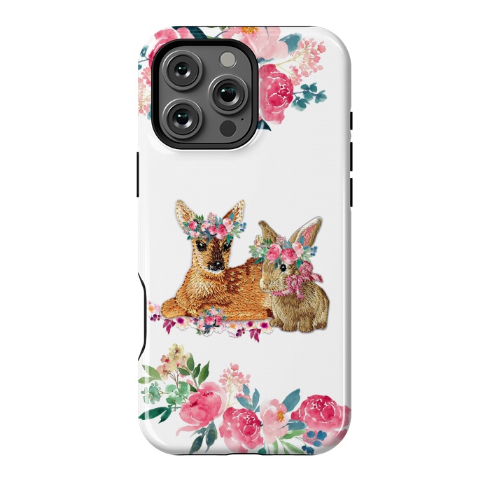 iPhone 16 Pro Max StrongFit Flower Friends Fawn Bunny Basic by Monika Strigel