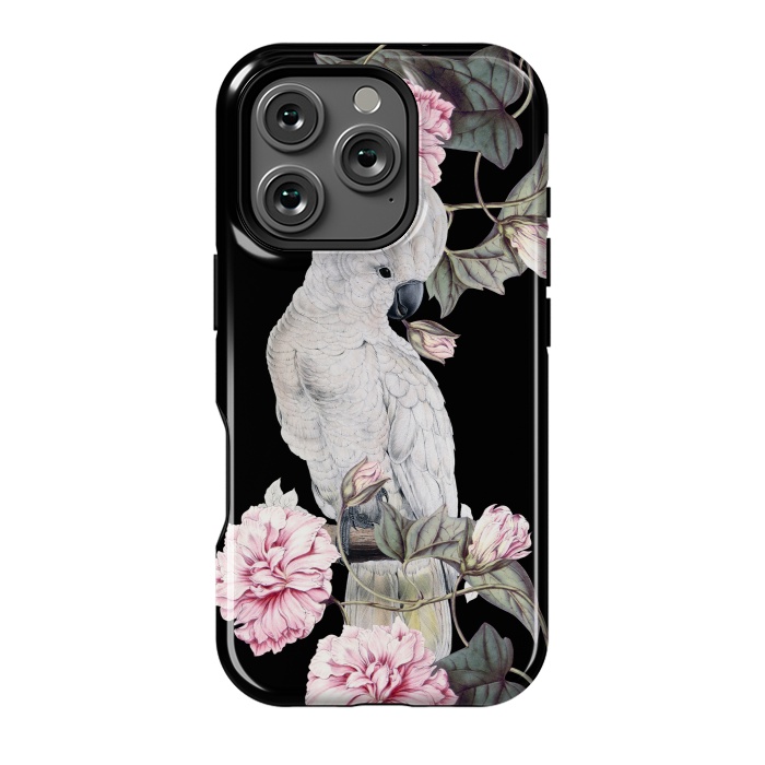 iPhone 16 Pro StrongFit Nostalgic White Cockatoo With Pink Flowers by  Utart