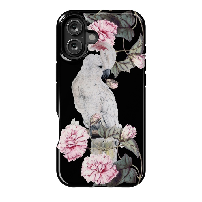 iPhone 16 Plus StrongFit Nostalgic White Cockatoo With Pink Flowers by  Utart