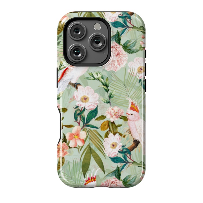 iPhone 16 Pro StrongFit Vintage Cockatoos Flowers Jungle by  Utart