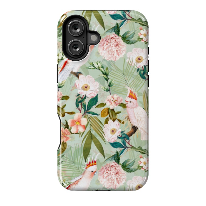 iPhone 16 Plus StrongFit Vintage Cockatoos Flowers Jungle by  Utart