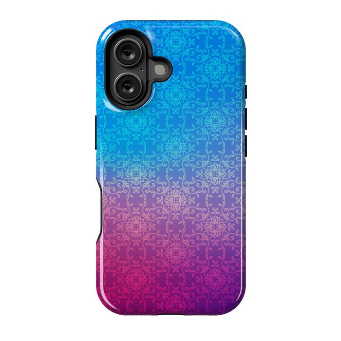 iPhone 16 StrongFit PINK BLUE MANDALA SHADED PRINT by MALLIKA