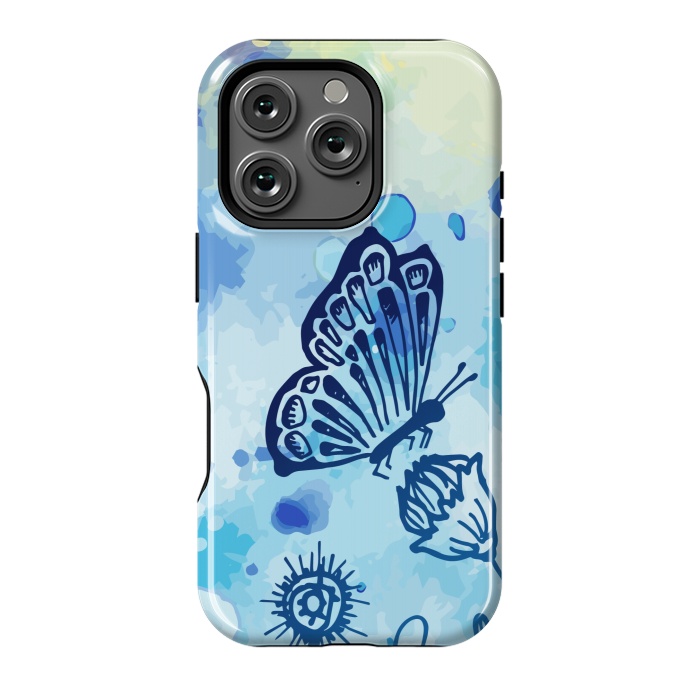 iPhone 16 Pro StrongFit BLUE SHADED BUTTERFLY PATTERN by MALLIKA