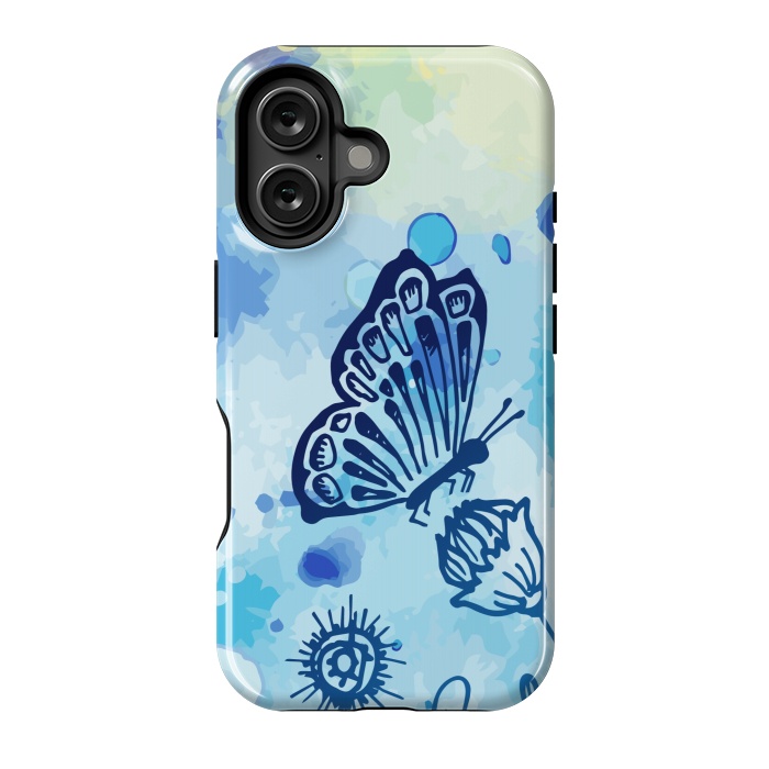 iPhone 16 StrongFit BLUE SHADED BUTTERFLY PATTERN by MALLIKA