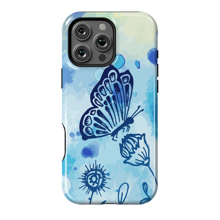 iPhone 16 Pro Max StrongFit BLUE SHADED BUTTERFLY PATTERN by MALLIKA