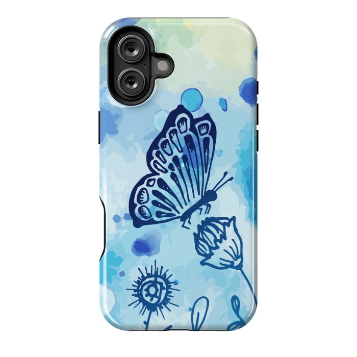 iPhone 16 Plus StrongFit BLUE SHADED BUTTERFLY PATTERN by MALLIKA