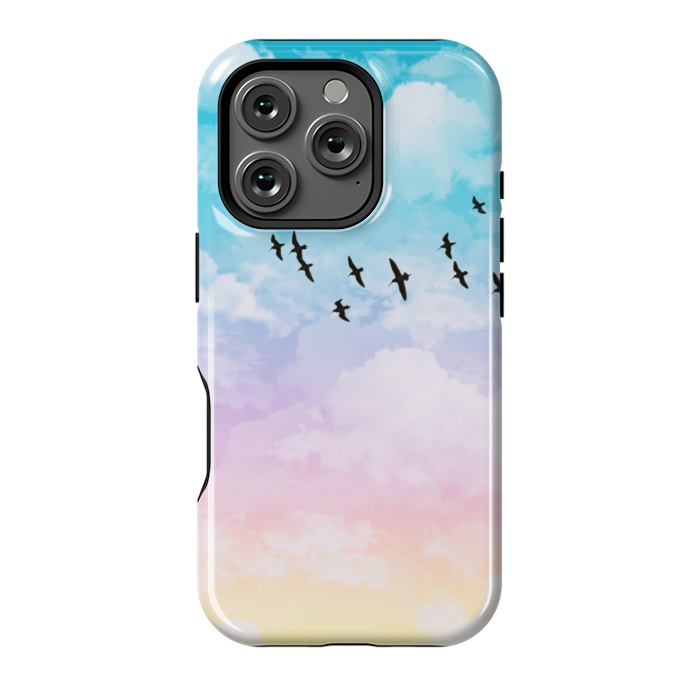 iPhone 16 Pro StrongFit Pastel Clouds with Birds by Julie Erin Designs