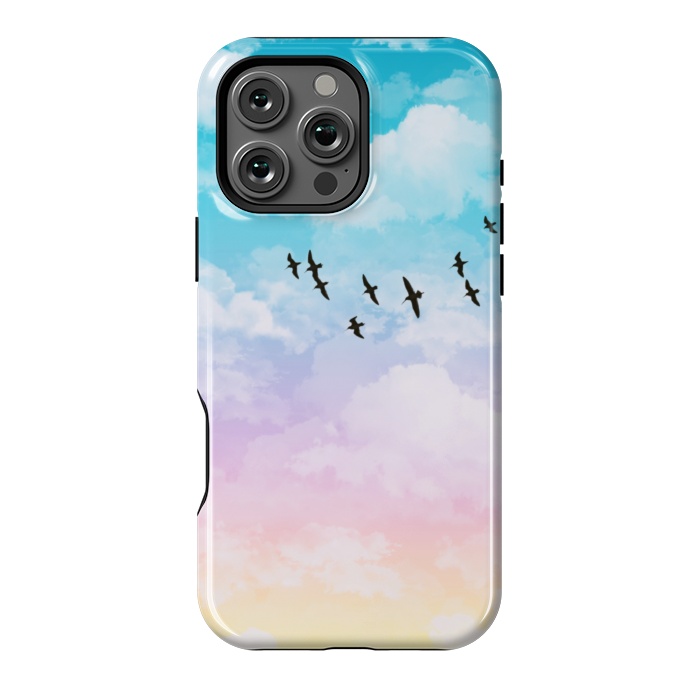 iPhone 16 Pro Max StrongFit Pastel Clouds with Birds by Julie Erin Designs