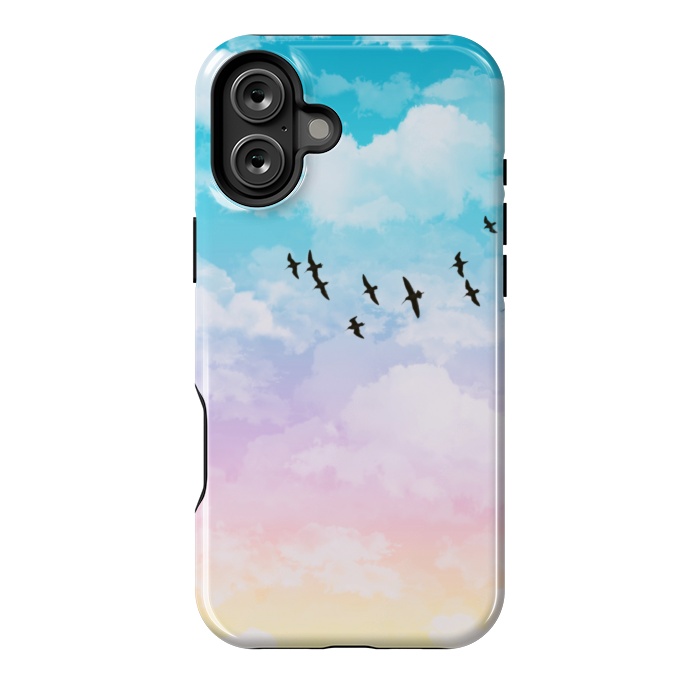 iPhone 16 Plus StrongFit Pastel Clouds with Birds by Julie Erin Designs