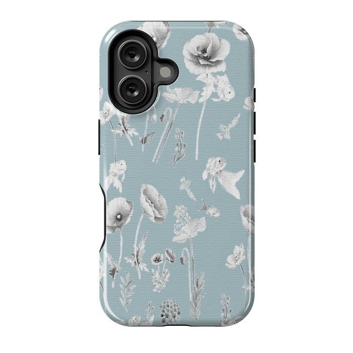 iPhone 16 StrongFit Fishes & Garden-Powder Blue by ''CVogiatzi.