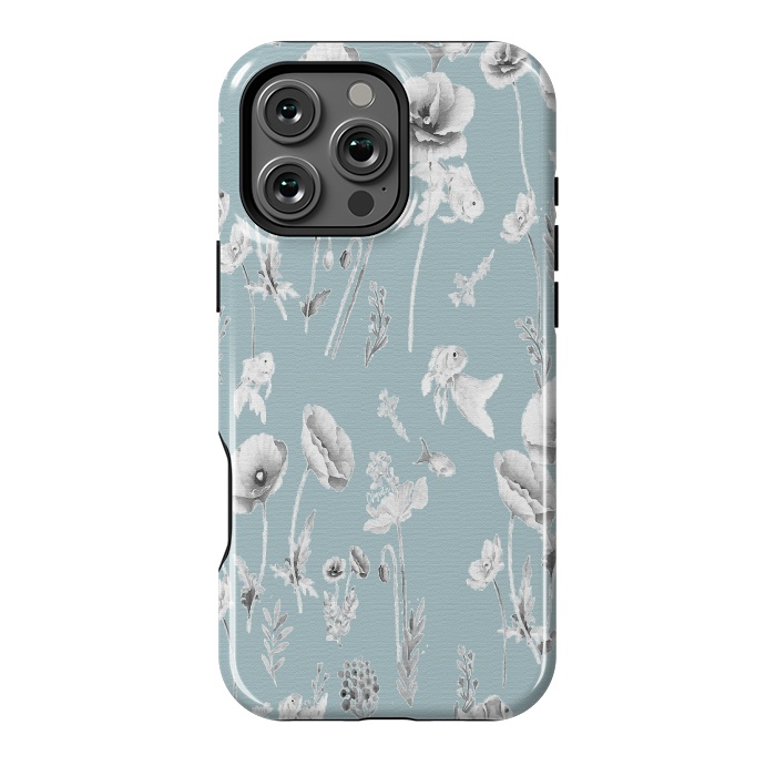 iPhone 16 Pro Max StrongFit Fishes & Garden-Powder Blue by ''CVogiatzi.