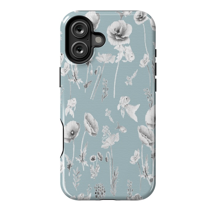 iPhone 16 Plus StrongFit Fishes & Garden-Powder Blue by ''CVogiatzi.