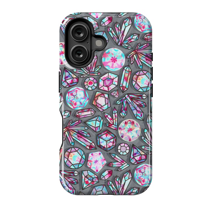 iPhone 16 StrongFit Kaleidoscope Crystals - Grey  by Tigatiga