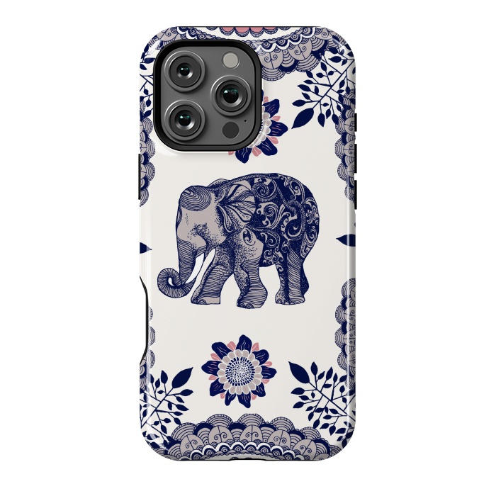 iPhone 16 Pro Max StrongFit Floral Elephant by Rose Halsey