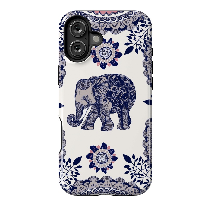 iPhone 16 Plus StrongFit Floral Elephant by Rose Halsey