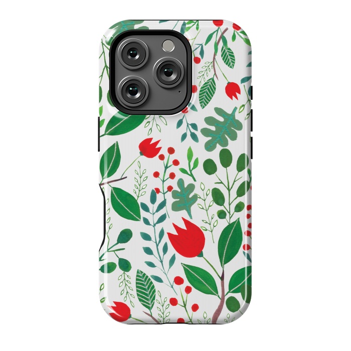 iPhone 16 Pro StrongFit Christmas Floral White by Hanny Agustine